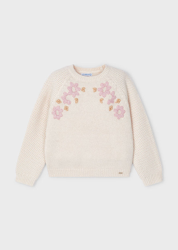 Knit Sweater w/ Flower Decal