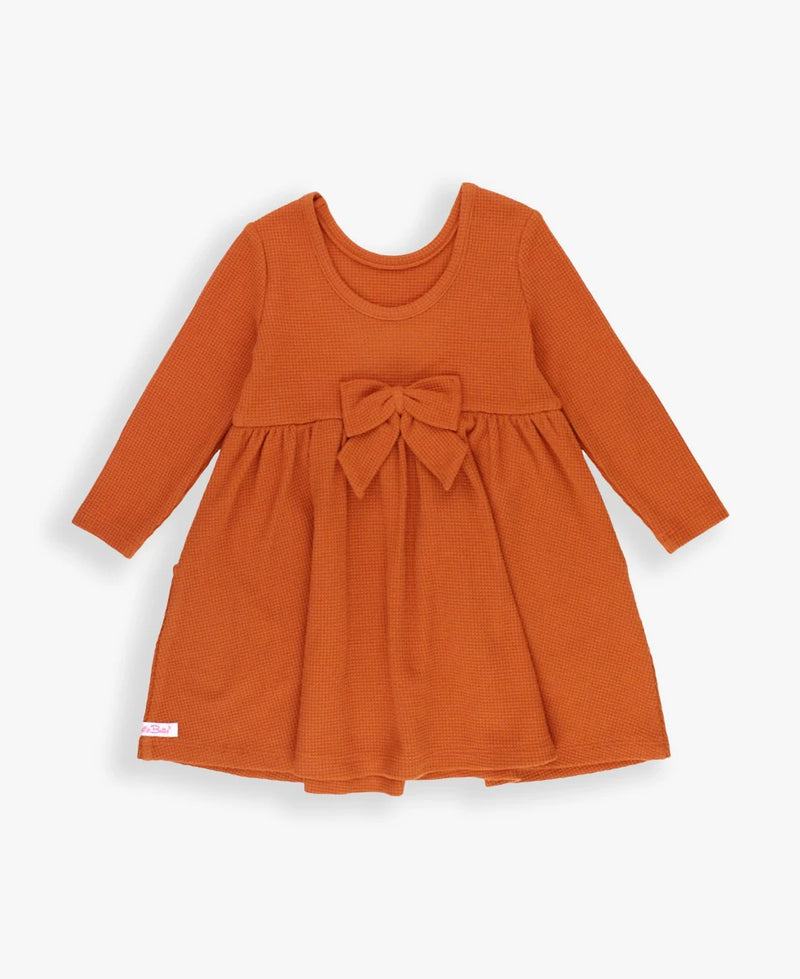 Rust Waffle Knit Twirl Dress