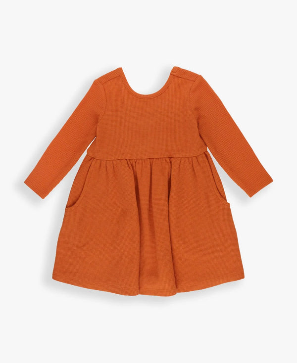 Rust Waffle Knit Twirl Dress