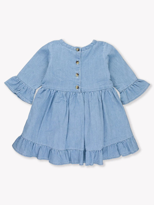 Light Denim Wash Ruffle Tunic Dress