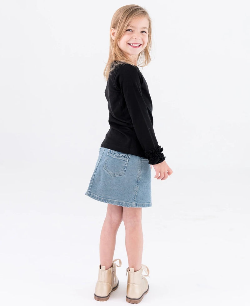 Light Wash Denim Ruffle Skirt