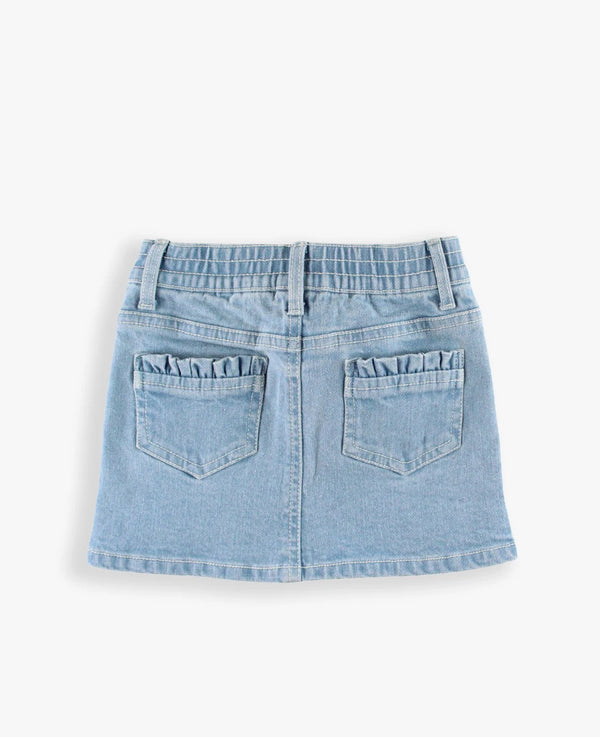 Light Wash Denim Ruffle Skirt