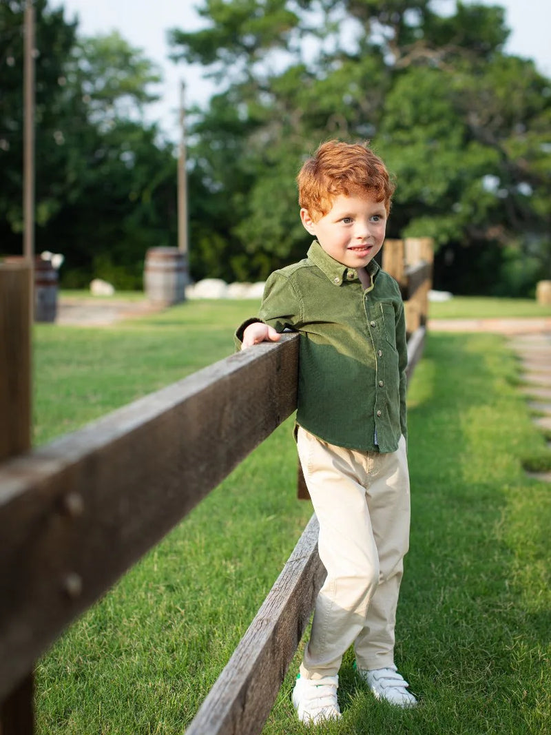 Dusty Olive Corduroy Button Down