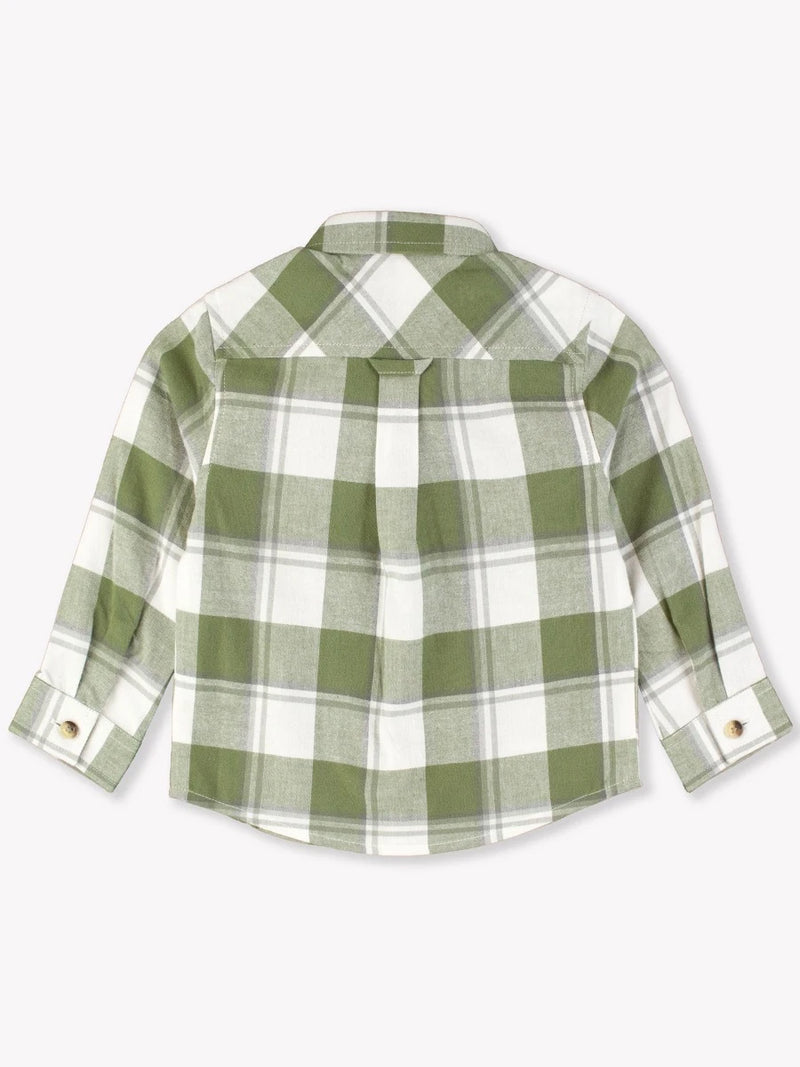 Dusty Olive Plaid Button Up Flannel