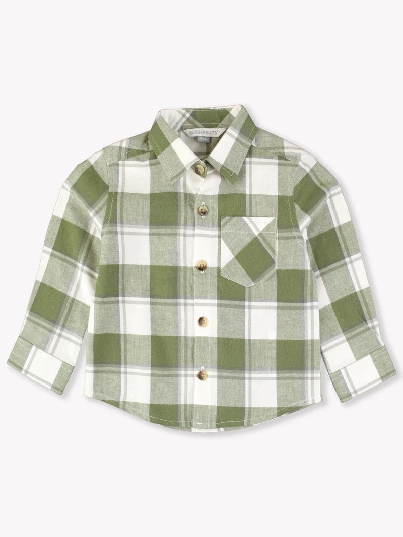 Dusty Olive Plaid Button Up Flannel