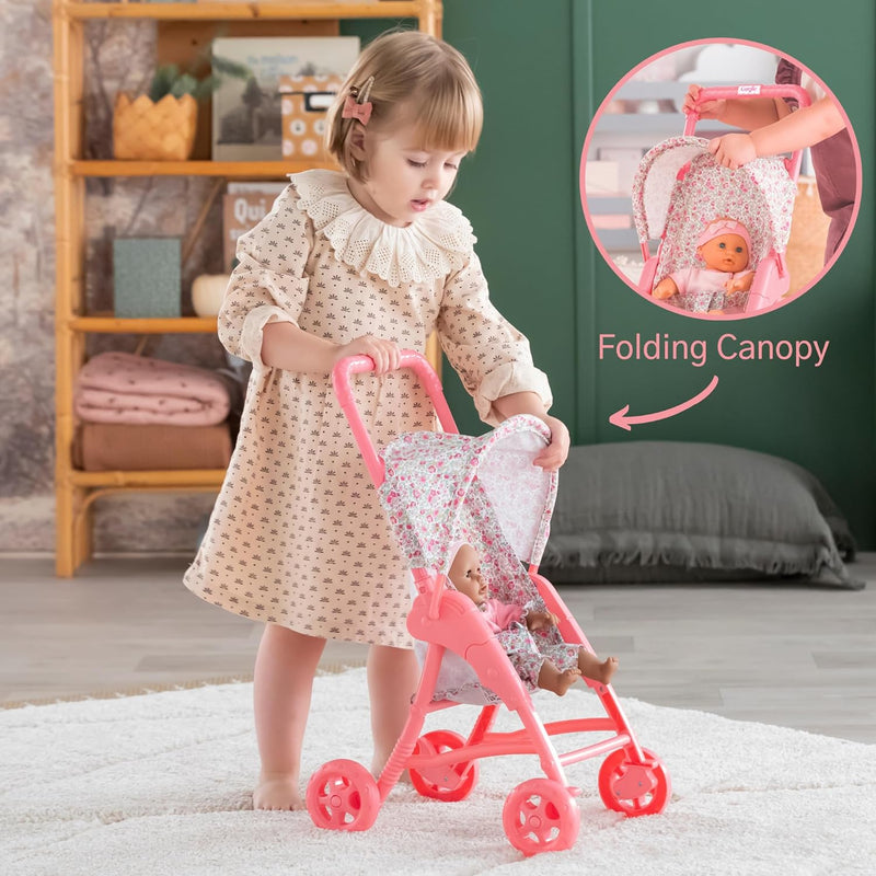 Corolle Baby Doll Stroller with Folding Canopy - fits 12 Dolls