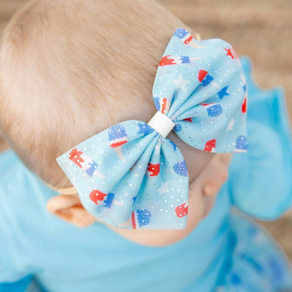 Bomb Pop Tulle Bow Baby Headband