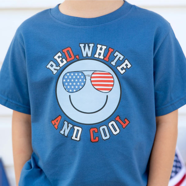 Red, White, & Cool Patriotic Smiley S/S Tee