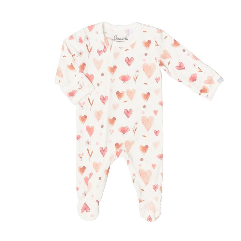 Pink Heart 2-Way Zip Footie