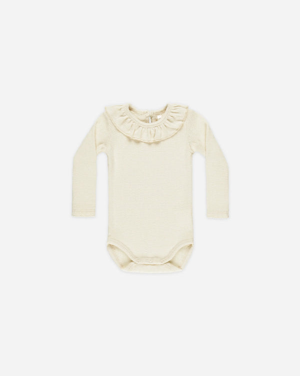 Natural Ruffle Collar L/S Bodysuit