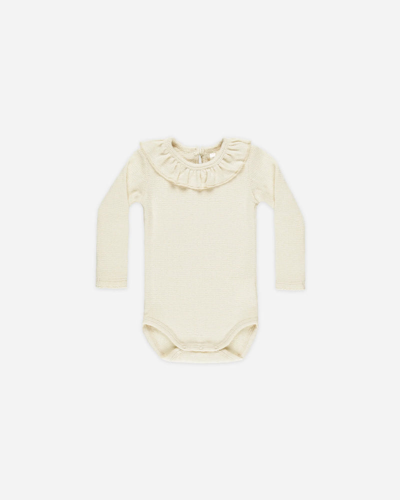 Natural Ruffle Collar L/S Bodysuit