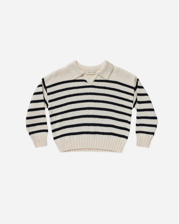 Collard Sweater - Black Stripe