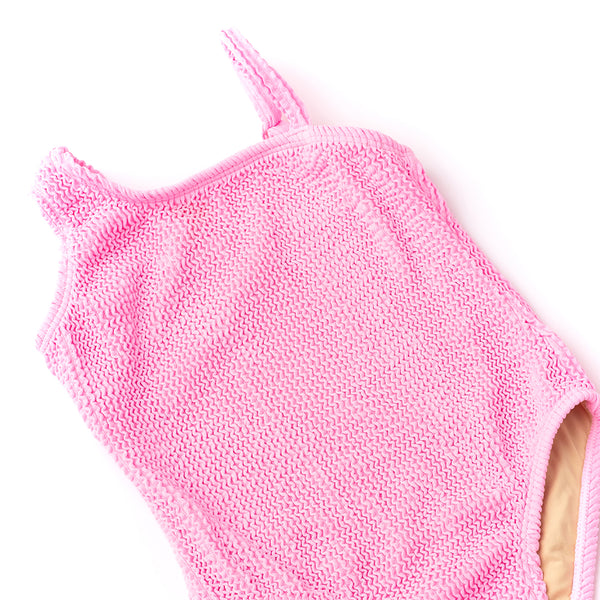 Crinkle 1 Shoulder Swimsuit - Pink