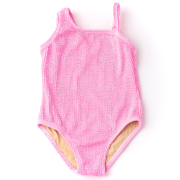 Crinkle 1 Shoulder Swimsuit - Pink