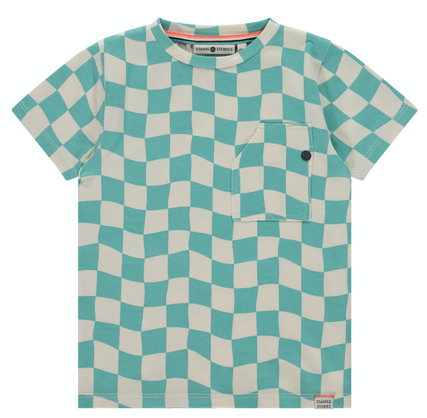 Turquoise Check SS T-Shirt