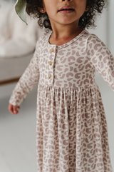 Lilac Leopard L/S Henley Dress