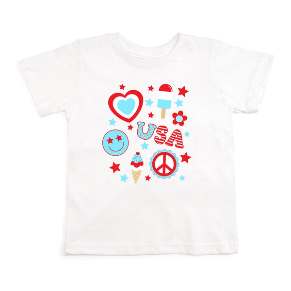 4th Of July Doodle White S/S Tee