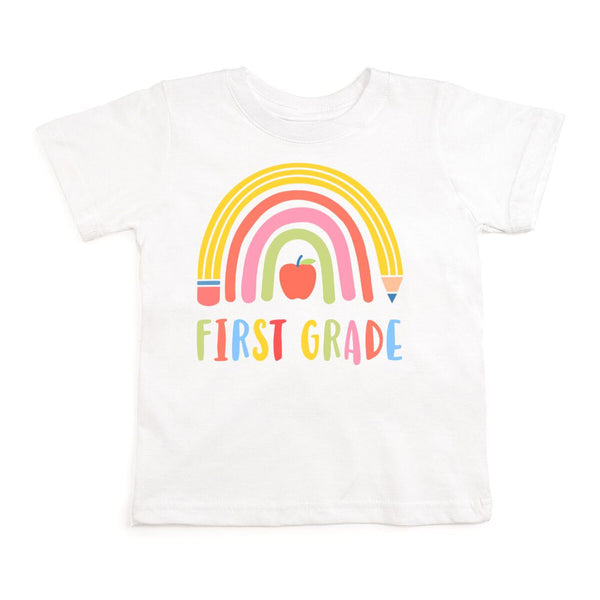 First Grade Pencil Rainbow Short Sleeve Shirt 5/6