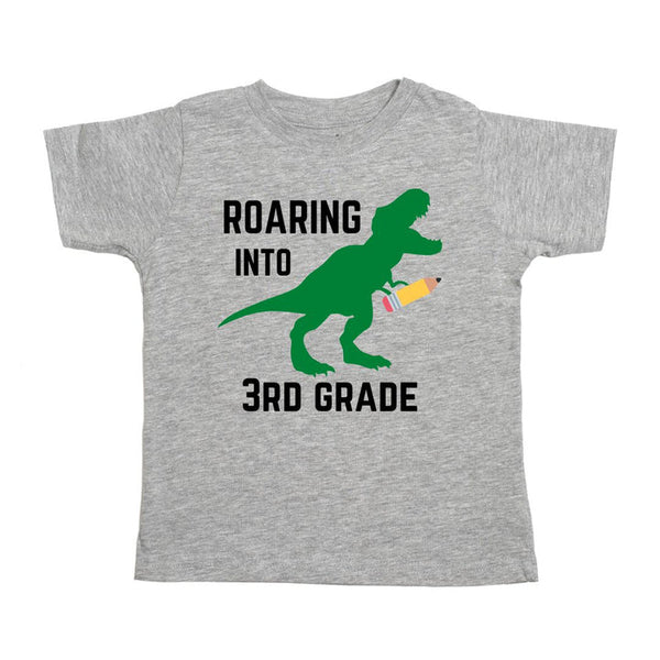 Roaring Into Third Grade Short Sleeve Shirt - Gray 9/10