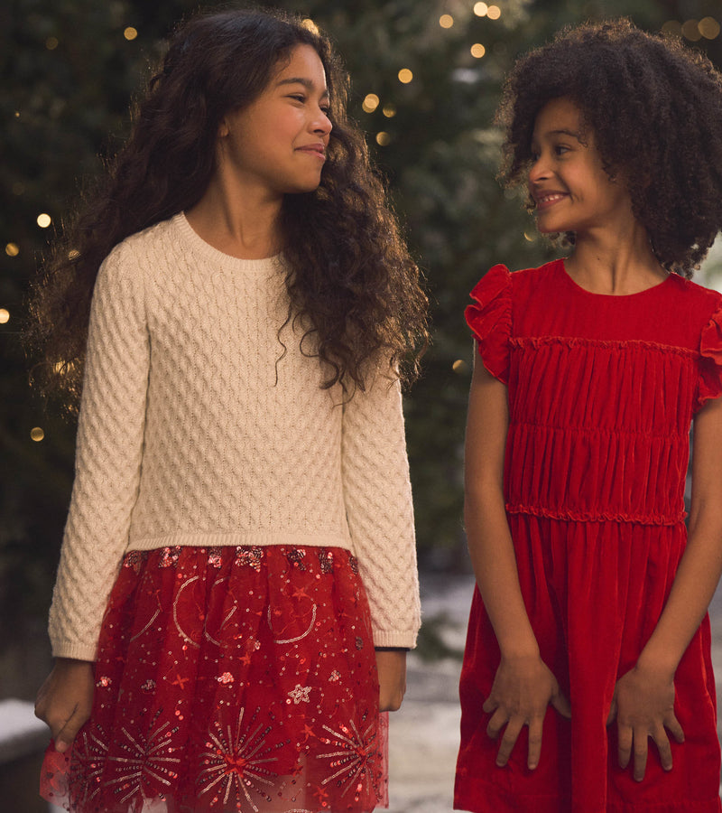 Red Sparkle Sweater Tulle Dress