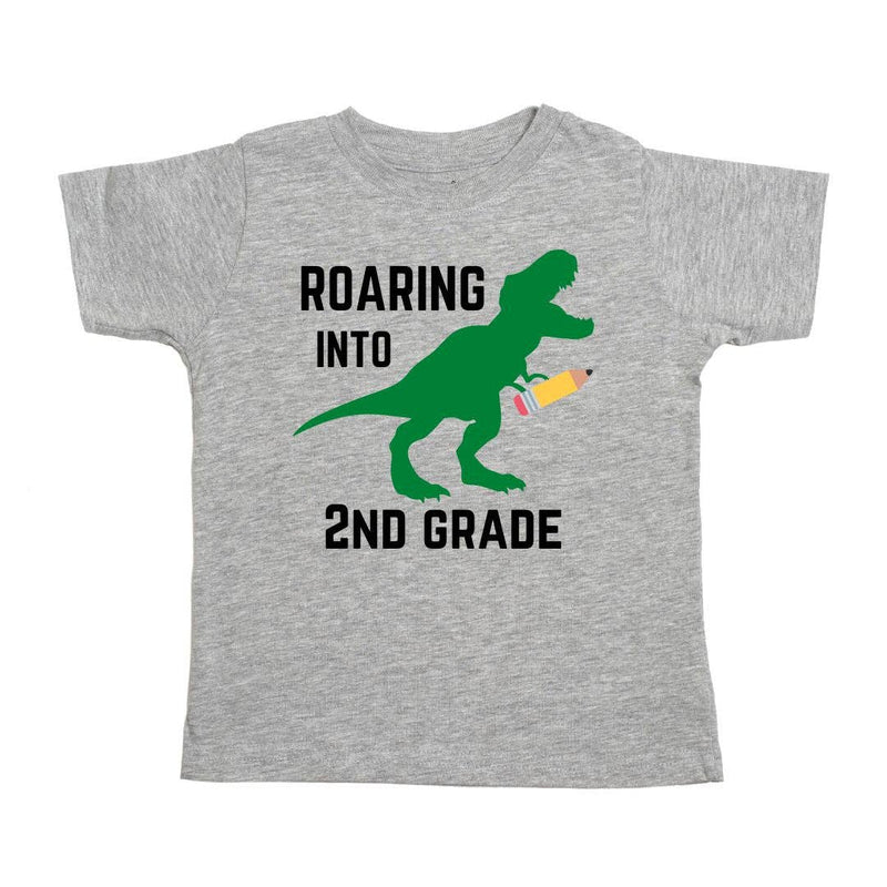 Roaring Into Second Grade Short Sleeve - Gray 7/8