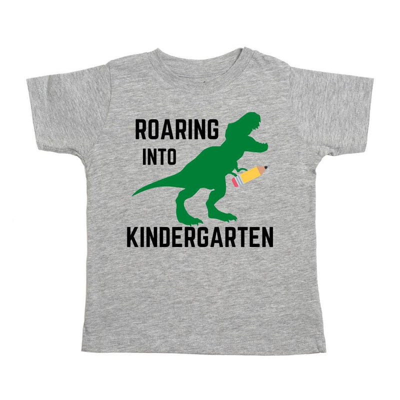 Roaring Into Kindergarten Short Sleeve Tee - Gray 5/6